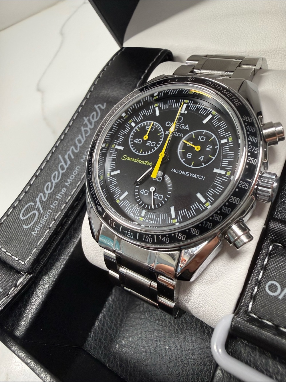 MoonSwatch MOD RARE Mission to Mercury STAINLESS STEEL yellow accents